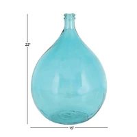 22" Turquoise Coastal Glass Vase