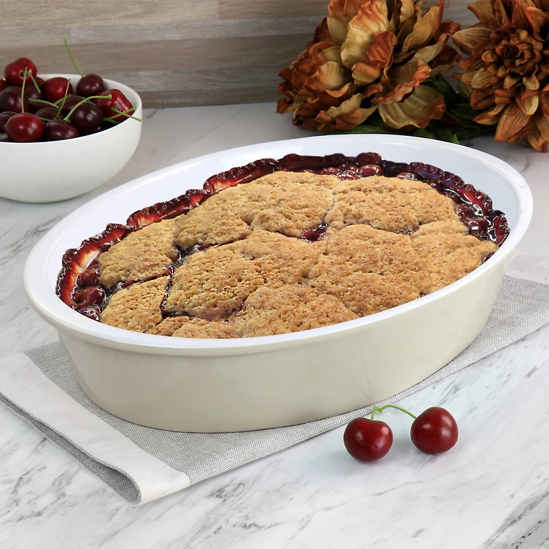 Martha Stewart 13" Taupe Ceramic Oval Baker