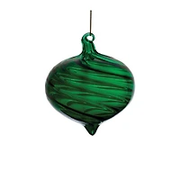 Emerald Green Swirl Glass Ornaments Set