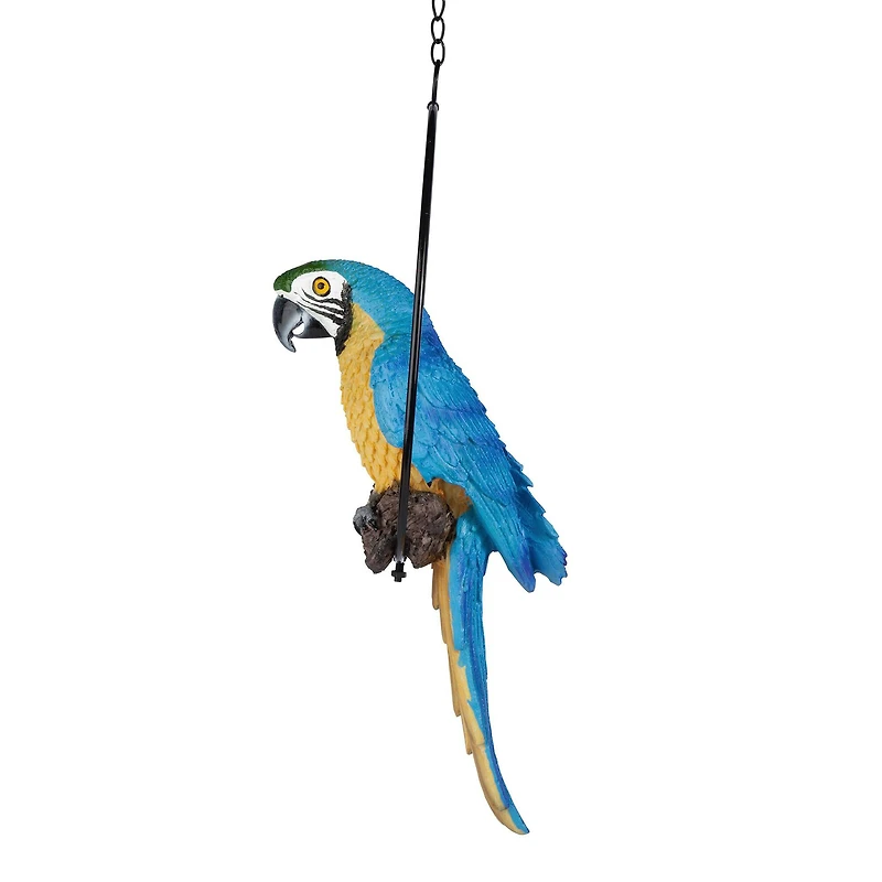 Design Toscano 14" Polly in Paradise Parrot on Ring Perch