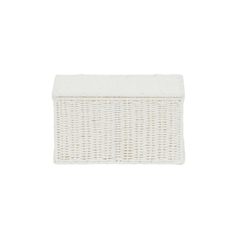 Household Essentials Small White Wicker Basket with Lid