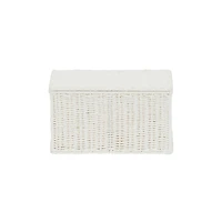 Household Essentials Small White Wicker Basket with Lid