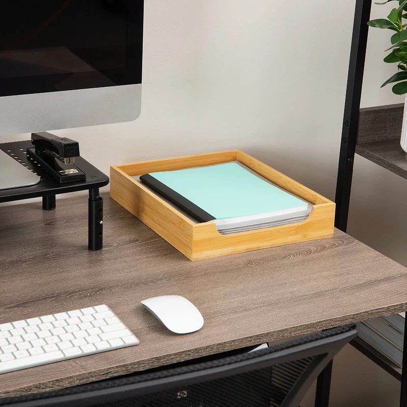 Mind Reader Paper Tray, Desktop Organizer, File Storage, Modern, Office, Bamboo, Brown