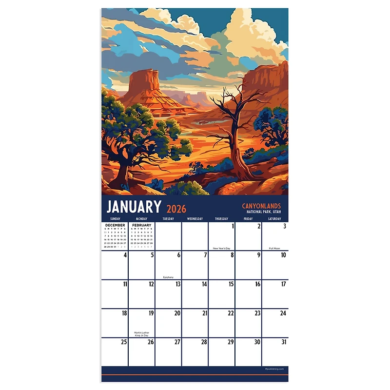 2026 National Parks-Art Mini Calendar