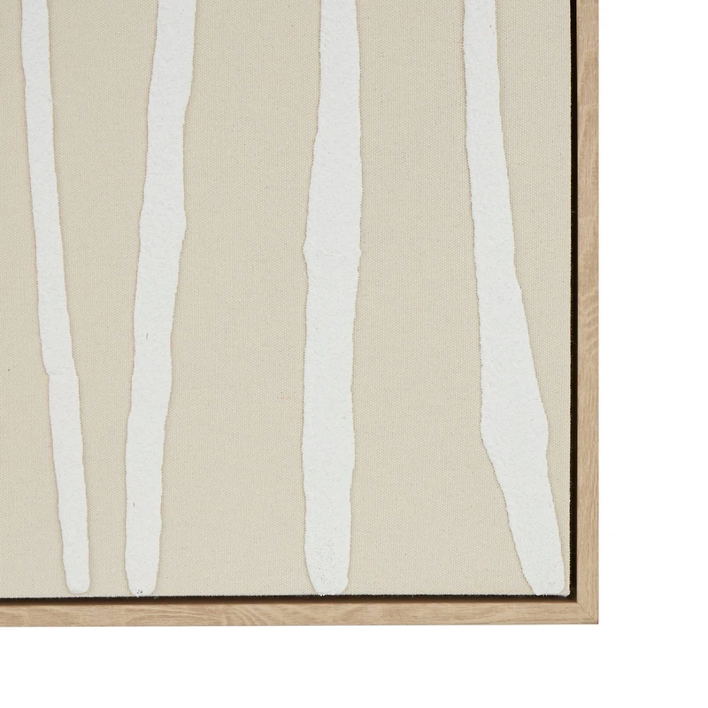 Beige Wooden Abstract Vertical Line Framed Wall Art with Brown Wooden Frame