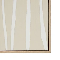 Beige Wooden Abstract Vertical Line Framed Wall Art with Brown Wooden Frame
