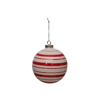 3.75" Red & White Peppermint Stripes Ceramic Ball Ornament by Ashland®
