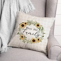 18" Bless This Family Wreath Indoor/Outdoor Pillow