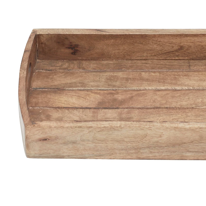Light Brown Mango Wood Rustic Tray Set