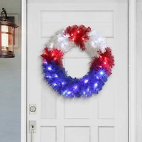 24" Pre-Lit Patriotic Wreath