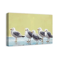 Seagulls On Yellow 24" x 16" Canvas Wall Art