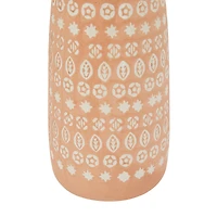 Set of 2 Pink Stoneware Rustic Vases, 15" x 5" x 5"