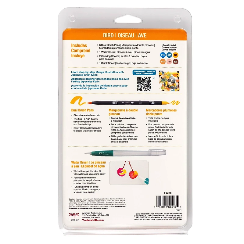 Tombow Bird Manga Illustration Dual Brush Pen Art Set