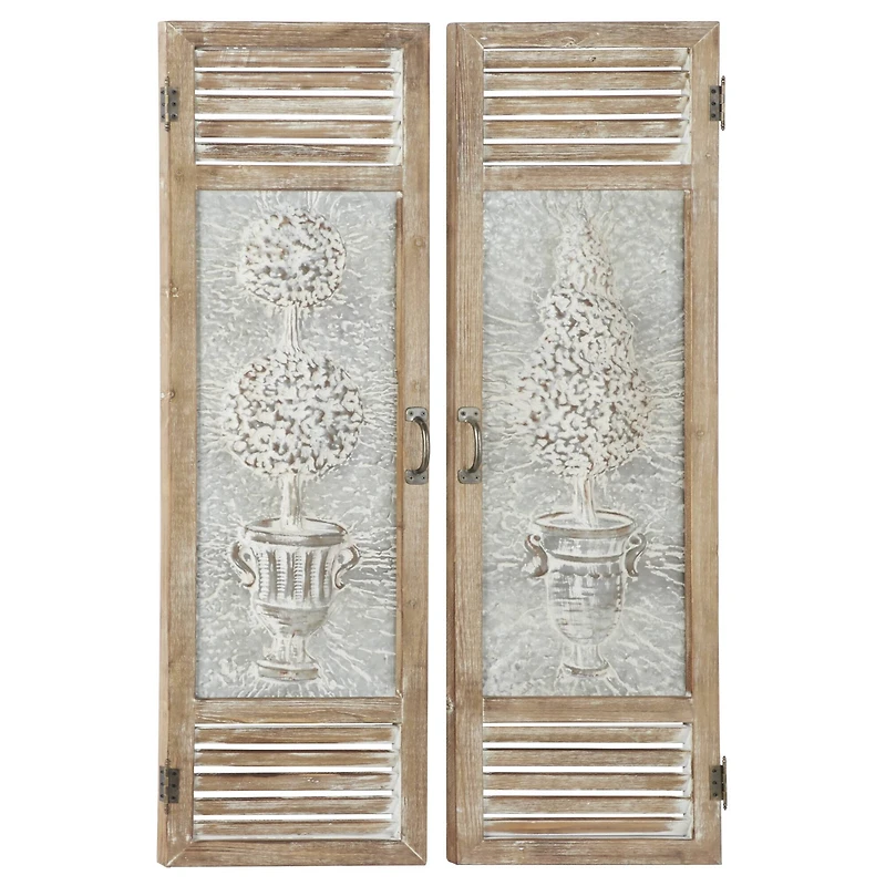 52" Brown Farmhouse Shutter Wall Décor Set