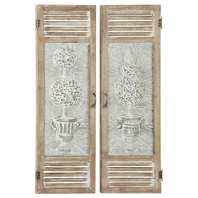 52" Brown Farmhouse Shutter Wall Décor Set