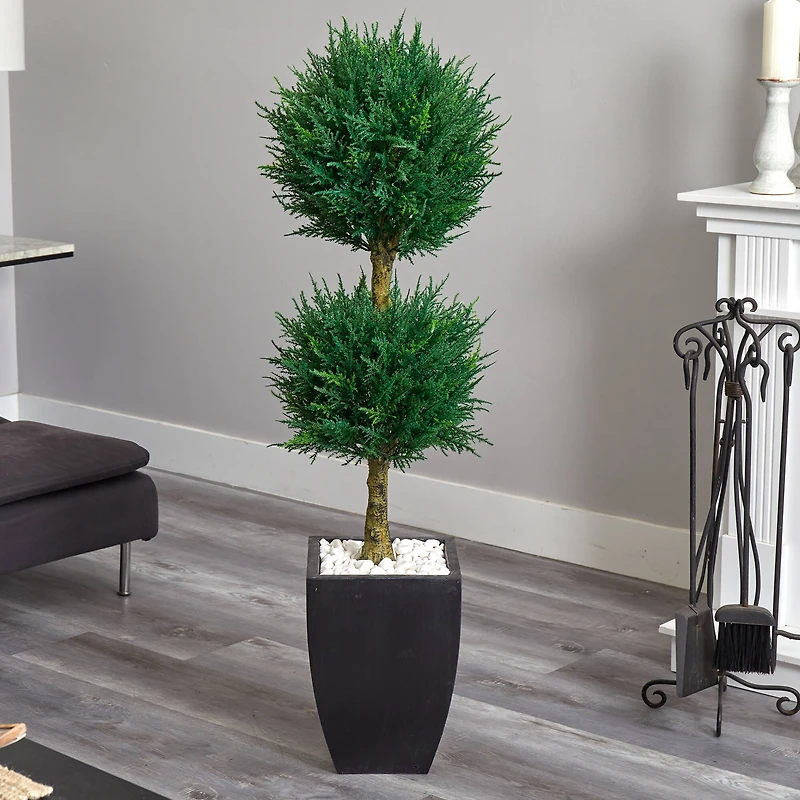 4.5ft. Cypress Topiary in Black Planter