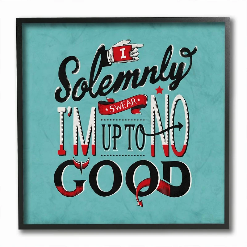 Stupell Industries Up To No Good Comic Wall Accent with Black Frame