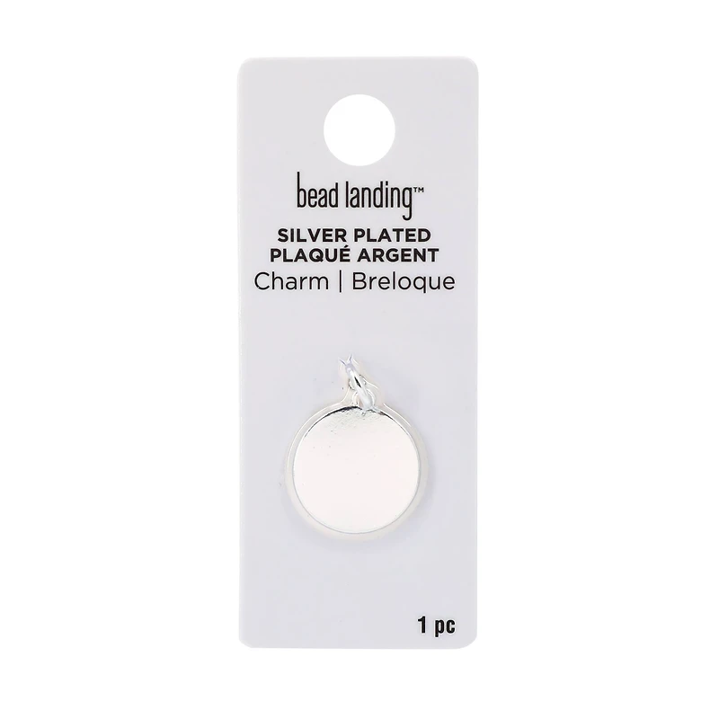 Silver Plated Disc Charm by Bead Landing™