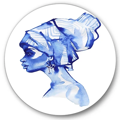 Designart - Blue Fashion Portrait of Afro American Woman