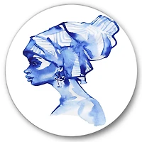 Designart - Blue Fashion Portrait of Afro American Woman