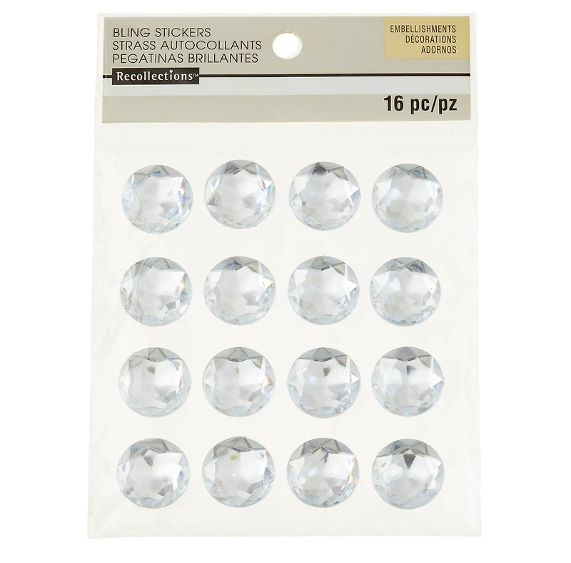 12 Packs: 16 ct. (192 total) Clear Rhinestone Stickers by Recollections™