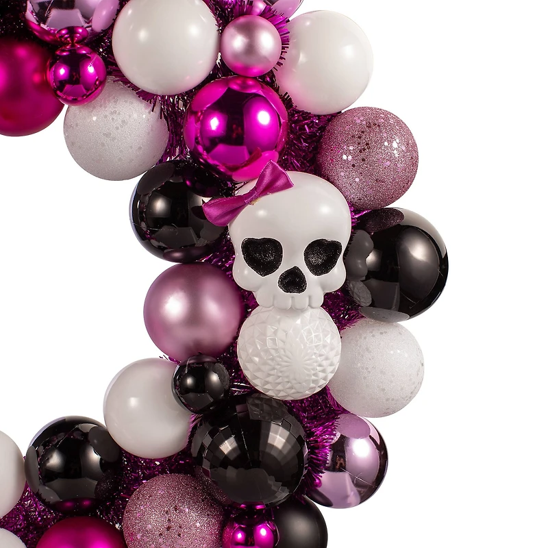23.5" Pink & Purple Skull & Ornament Wreath by Ashland®