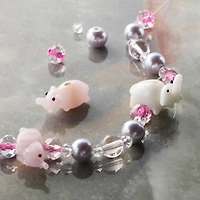 Pink & White Elephant Lampwork Glass Bead Mix by Bead Landing™