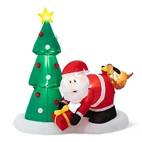 Glitzhome® 6.5ft. Lighted Dog Bites Santa Inflatable Décor