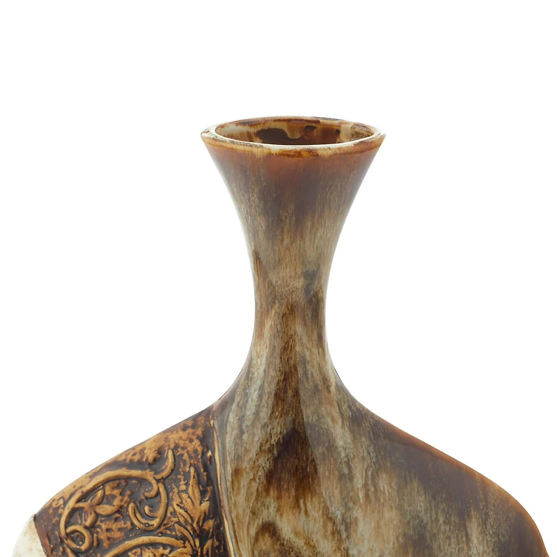 Brown Ceramic Traditional Vase, 18" x 11" x 3"