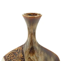 Brown Ceramic Traditional Vase, 18" x 11" x 3"