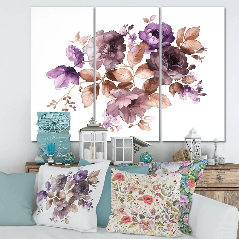 Designart - Retro Flowers With Leaves