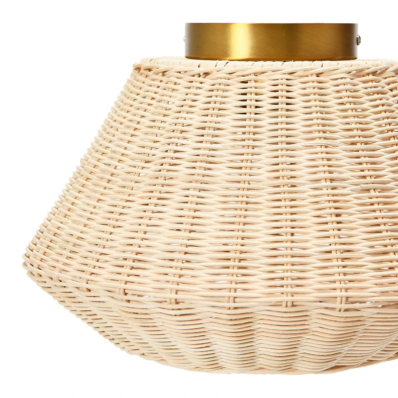Hello Honey® 13.8" Coastal Ceiling Lamp with Rattan Shade and Iron Base