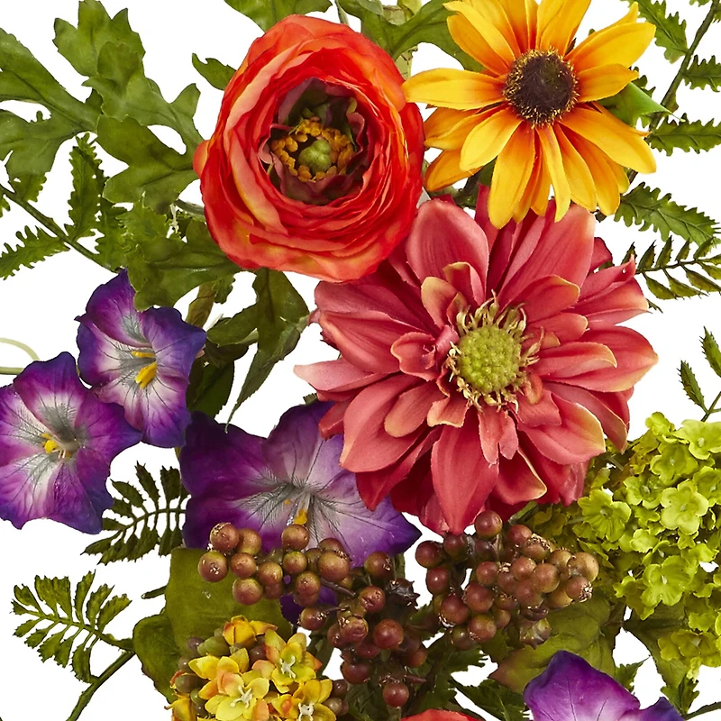 24'' Garden Flower Teardrop Swag