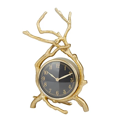 Gold Contemporary Abstract Clock, 8" x 4" x 13"