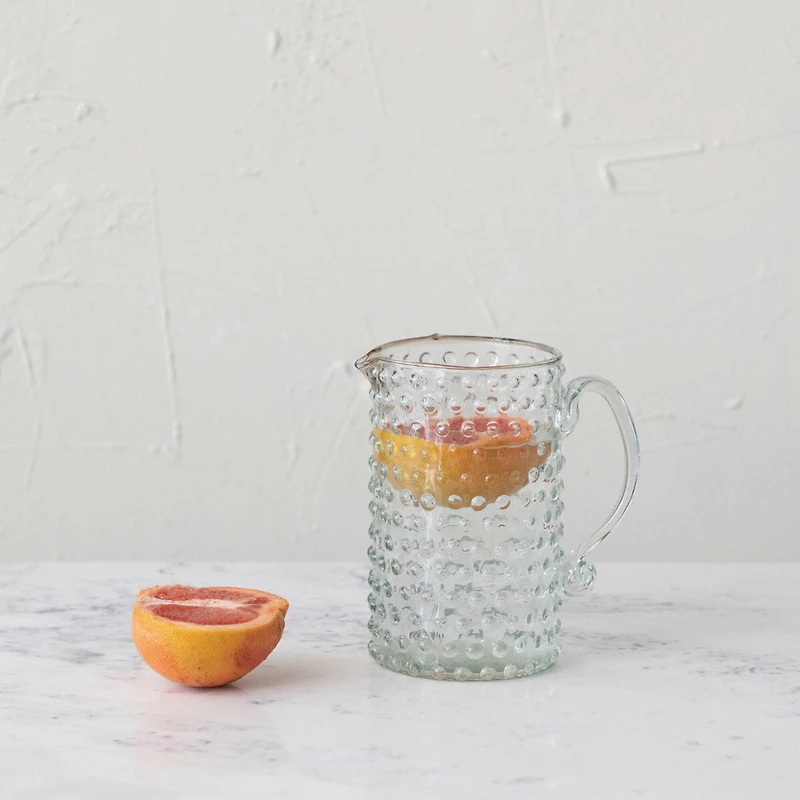 Hello Honey® Clear Hand-Blown Hobnail Glass Pitcher