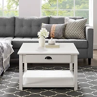 30" Brushed White Square Country Coffee Table
