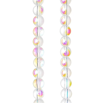 12 Pack: Crystal Aurora Borealis Faceted Glass Round Beads, 8mm by Bead Landing™