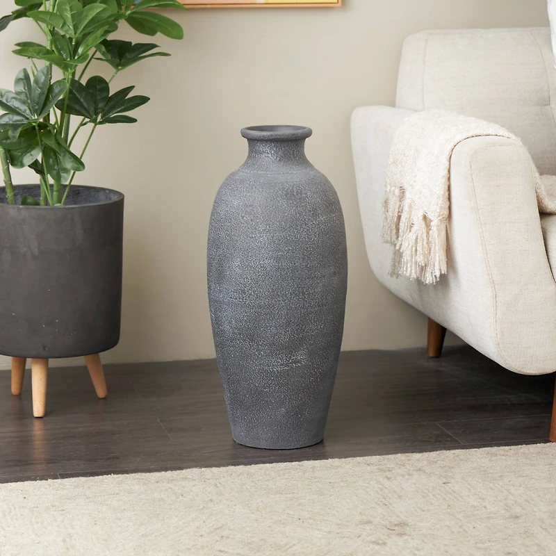 Whitewashed Black Textured Decorative Ceramic Vase