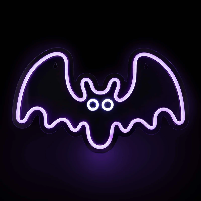 15" Purple LED Neon Style Purple Bat Halloween Window Silhouette