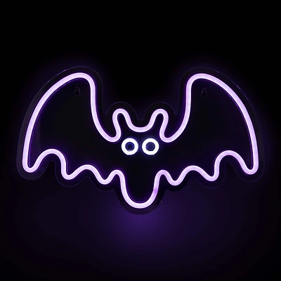 15" Purple LED Neon Style Purple Bat Halloween Window Silhouette