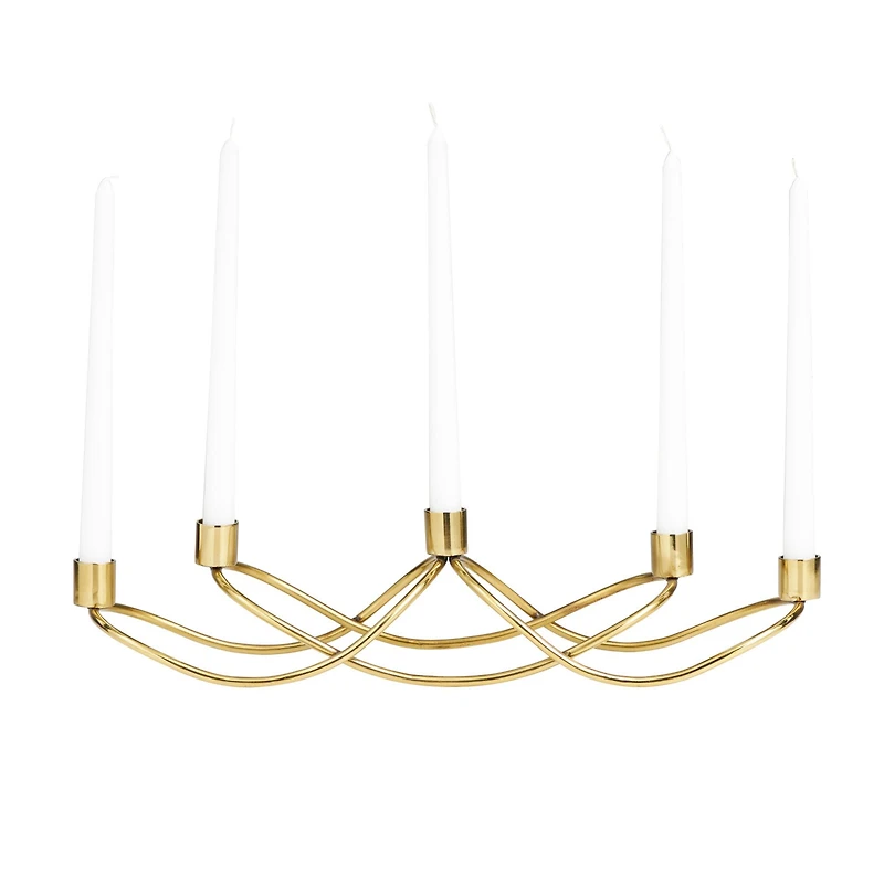 The Novogratz 18" Gold Stainless Steel 5 Taper Candle Candelabra