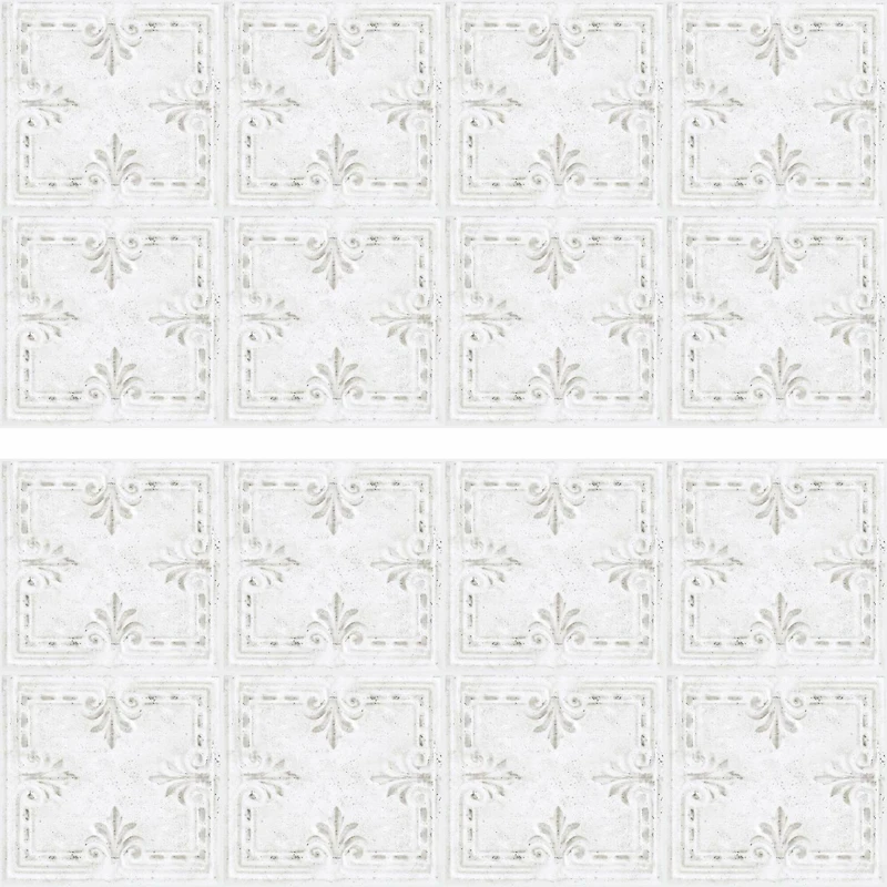 RoomMates White Tin Tile Backsplash Peel & Stick Giant Wall Decals