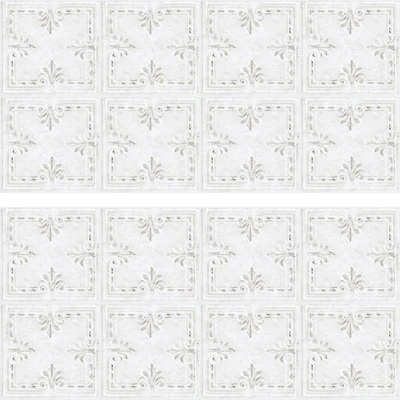 RoomMates White Tin Tile Backsplash Peel & Stick Giant Wall Decals