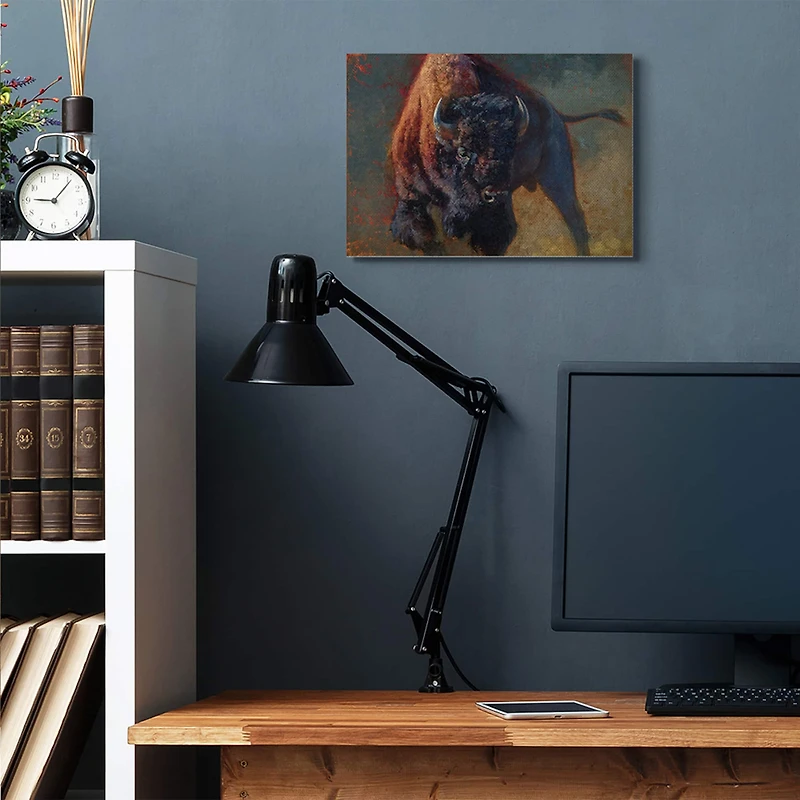 Stupell Industries Running Bull Portrait Masculine Cattle Pose Canvas Wall Art