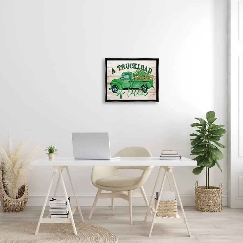 Stupell Industries Truckload Of Luck St Patrick's Day Farmhouse Floater Framed Art