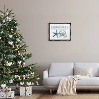 Stupell Industries Christmas By The Sea Nautical Framed Floater Canvas Wall Art