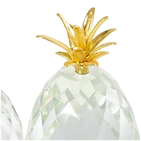Clear & Gold Crystal Faceted Pineapple Sculpture Set