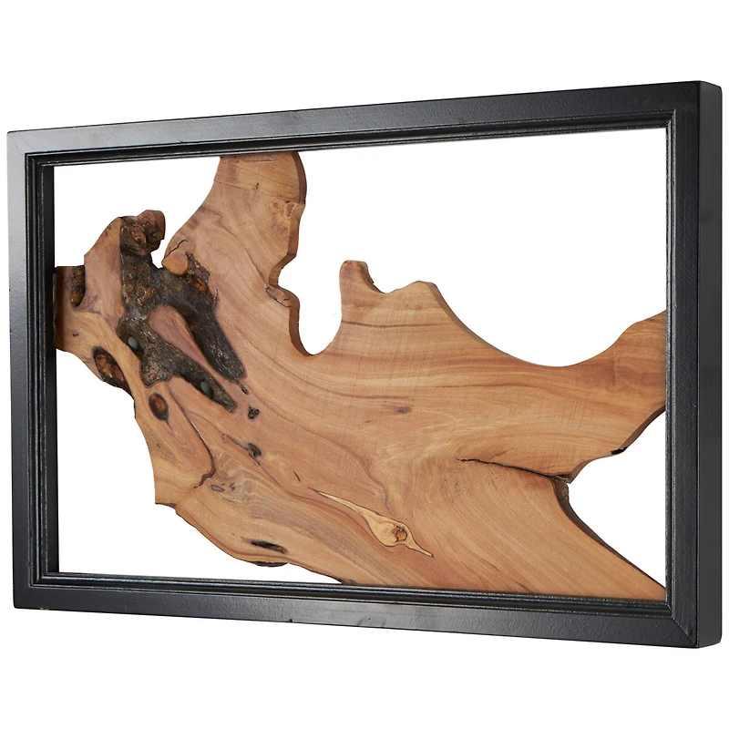 Abstract Handmade Live Edge Wood Slab Wall Décor with Black Frame