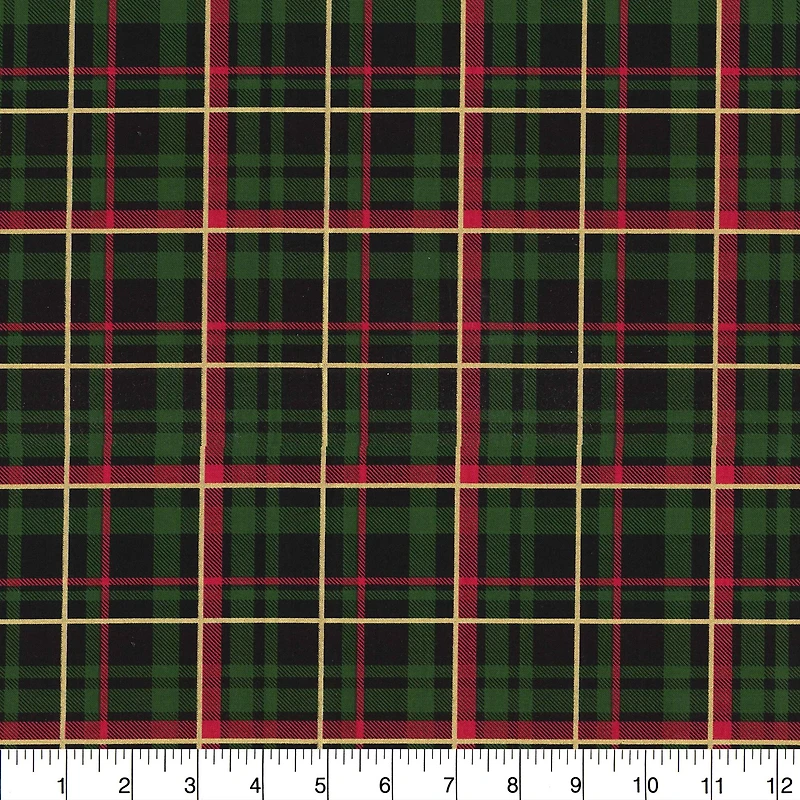 Fabric Traditions Christmas Green Glitter Cotton Fabric