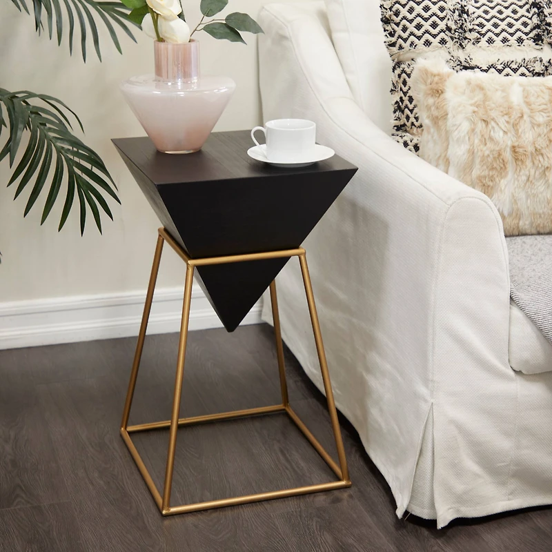 Black Wood Modern Accent Table 24" x 15" x 15"